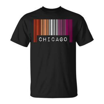 Lesbian Gay Barcode Pride Chicago Illinois Queer Aesthetic Unisex T-Shirt | Mazezy