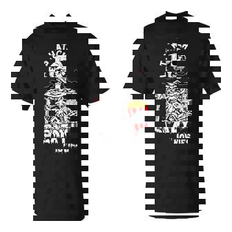 Let's Watch Scary Movies Skeleton Popcoin Halloween Costume T-Shirt | Mazezy