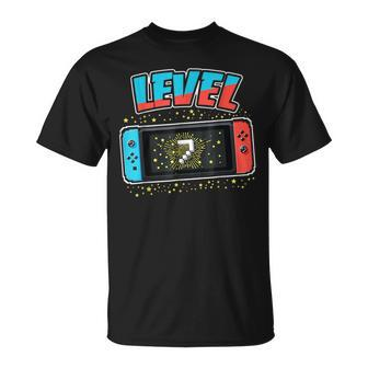 Level 7 Birthday Boy 7 Years Old Video Games Gift Unisex T-Shirt | Mazezy