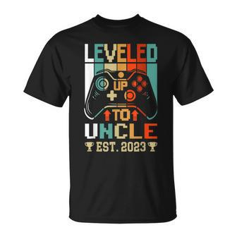Leveling Up To Uncle 2023 Vintage Promoted To Uncle Est 2023 Unisex T-Shirt - Seseable