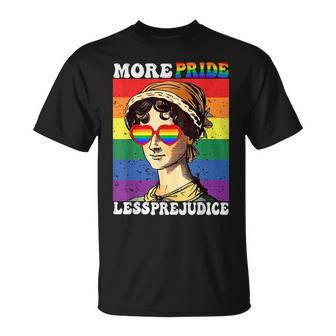 Lgbt Ally Gay Pride Clothers More Pride Less Prejudice Pride Month Funny Designs Funny Gifts Unisex T-Shirt | Mazezy