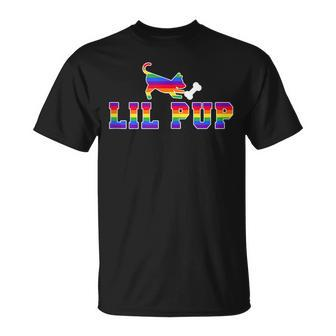 Lgbt Gay Pride Lil Pup Dog Silhouette Unisex T-Shirt | Mazezy