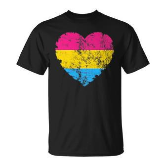 Lgbt Pansexual Pride Subtle Pan Pride Flag Vintage Heart Unisex T-Shirt | Mazezy