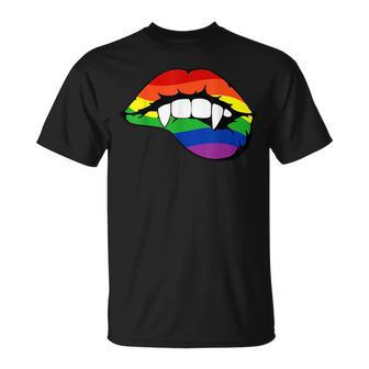 Lgbt Vampire Fangs Sexy Lips Costume Easy Halloween Gifts Unisex T-Shirt | Mazezy