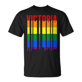 Lgbtq Vintage Pride Skyline Of Victoria Canada Victoria Unisex T-Shirt | Mazezy