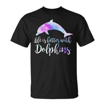 Life Is Better With Dolphins Vintage Dolphin Lover Graphic T-Shirt | Mazezy