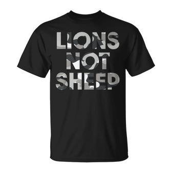 Lions Not Sheep Grey Gray Camo Camouflage Unisex T-Shirt | Mazezy