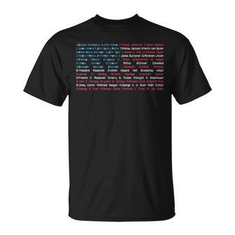 List 46 Us Presidents Of The United States Fun History Flag T-Shirt | Mazezy