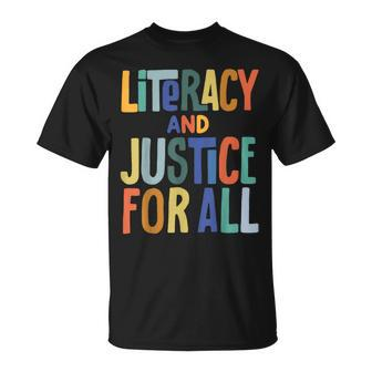Literacy And Justice For All Reading Book Club T-Shirt - Seseable