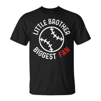 Little Brother Biggest Fan Baseball Season For Boys Game Day Unisex T-Shirt | Mazezy
