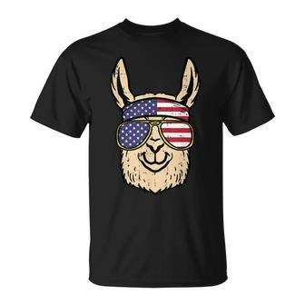 Llama Sunglasses Fourth 4Th Of July Patriot Men Women Kids Unisex T-Shirt | Mazezy