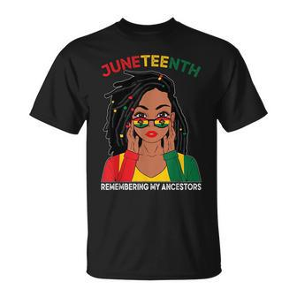 Locd Hair Black Woman Remebering My Ancestors Junenth T-shirt - Thegiftio UK