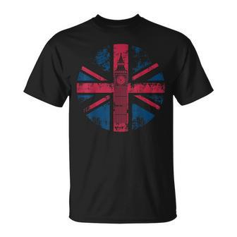 London Big Ben Union Jack Vintage Uk Flag British T-Shirt | Mazezy