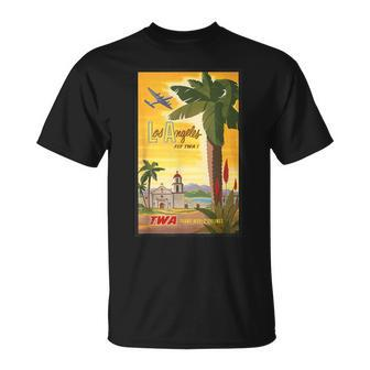 Los Angeles Fly Twa Retro Vintage Poster T-Shirt | Mazezy
