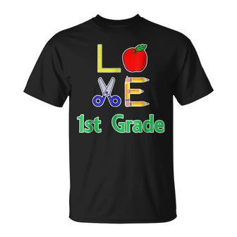 Love 1St Grade Gift Back To Elementary School Funny Unisex T-Shirt | Mazezy