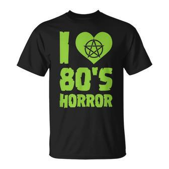 I Love 80S Horror Heart Pentagram Scary Movie Retro Vintage Scary Movie T-Shirt | Mazezy