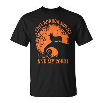I Love Horror Movie And My Corgi Halloween Corgi Halloween T-Shirt | Mazezy