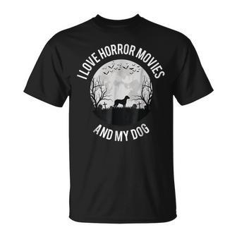 I Love Horror Movies And My Dog Movies T-Shirt | Mazezy