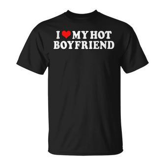 I Love My Hot Boyfriend Heart Hot Boyfriend Couple Matching T-shirt - Thegiftio