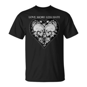 Love More Less Hate Skull Printed Cute Graphic T-shirt - Thegiftio UK