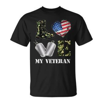 Love My Veteran Army Boots Camo Military Unisex T-Shirt | Mazezy