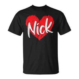I Love Nick Heart Personalized Name Nick T-Shirt - Monsterry DE