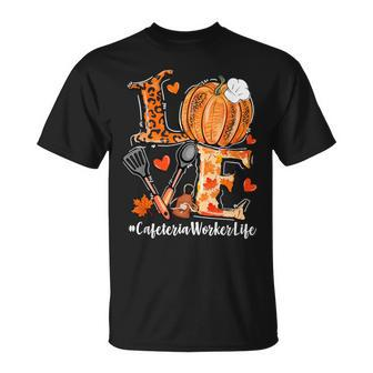 Love Pumpkin Fall Cafeteria Worker Life Pumpkin Leopard T-Shirt - Thegiftio UK