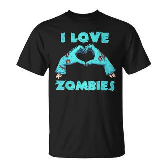 I Love Zombies Halloween Horror Zombie Mens Halloween T-Shirt