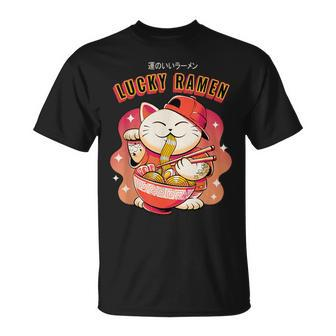 Lucky Cat And Ramen Maneki-Neko Japanese Good Luck T-Shirt