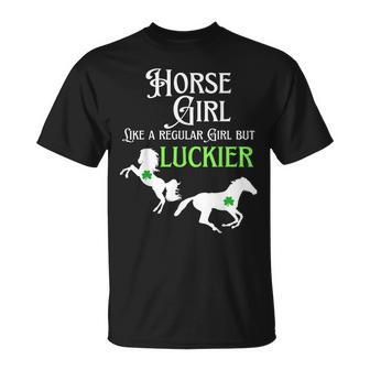 Lucky Cowgirl Horse Girl St Paddys Day Unisex T-Shirt | Mazezy