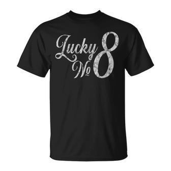 Lucky Number Eight No 8 Vintage Retro Style T-shirt - Thegiftio UK