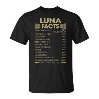 Luna Name Gift Luna Facts V2 Unisex T-Shirt - Seseable