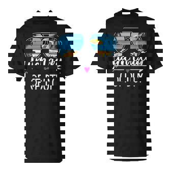 Lunch Lady Off Duty Sunglasses Palm Tree Beach Sunset Retro T-shirt - Thegiftio UK