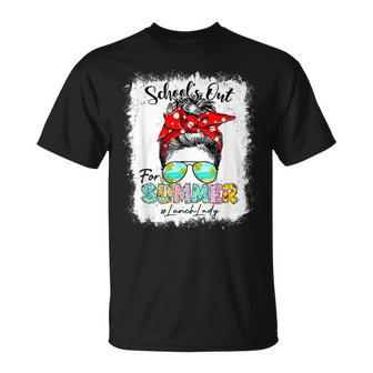Lunch Lady Schools Out Summer Messy Bun Last Day Of School Unisex T-Shirt | Mazezy