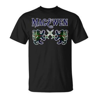 Macewen Scottish Clan Lion Family Name Tartan Kilt Gifts For Lion Lovers Funny Gifts Unisex T-Shirt | Mazezy