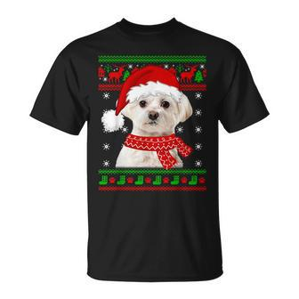 Maltese Dog Ugly Sweater Christmas Puppy Dog Lover T-Shirt | Mazezy
