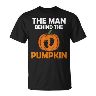 The Man Behind The Pumpkin Daddy Pregnancy Halloween Family T-Shirt - Thegiftio UK