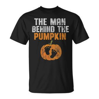 The Man Behind The Pumpkin Pregnancy Halloween New Dad To Be T-Shirt - Monsterry AU