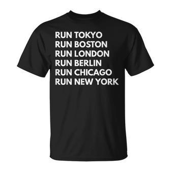 Marathon Majors Running Jog Motivational T-Shirt | Mazezy