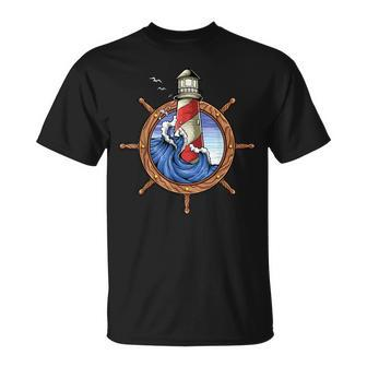 Maritiemer Lighthouse Sring Wheel Anchor Water Design Unisex T-Shirt | Mazezy