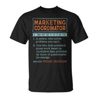 Marketing Coordinator Dictionary Noun Wizard Magician T-Shirt | Mazezy