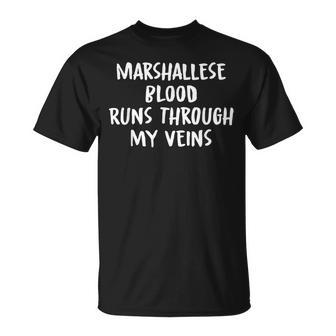 Marshallese Blood Runs Through My Veins Novelty Word T-Shirt - Seseable