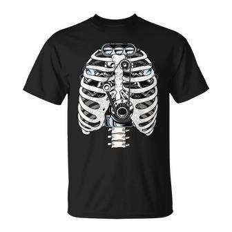 Mechanic Skeleton Rib Cage Funny Halloween Costume Outfit  Unisex T-Shirt