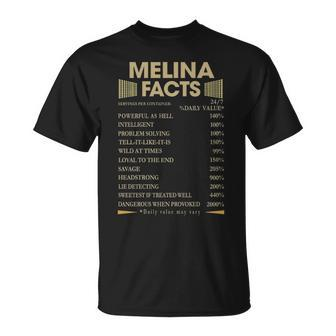 Melina Name Gift Melina Facts Unisex T-Shirt - Seseable