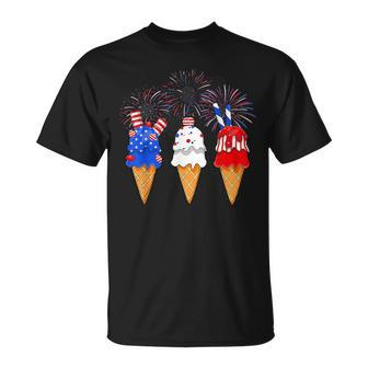 Memorial Day 4Th Of July Holiday Patriotic Ice Cream Cones Unisex T-Shirt | Mazezy CA