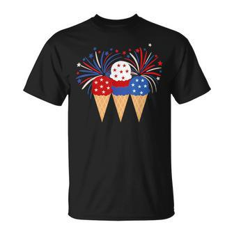 Memorial Day Patriotic Ice Cream Cones 4Th Of July Popsicles Unisex T-Shirt | Mazezy CA
