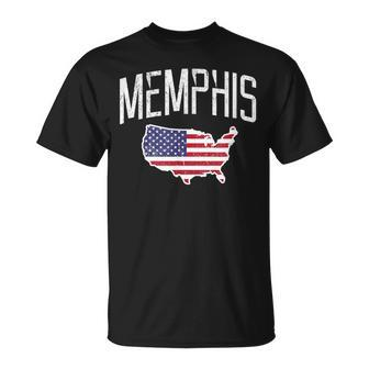 Memphis Tennessee City Pride Usa Flag Distressed Unisex T-Shirt | Mazezy