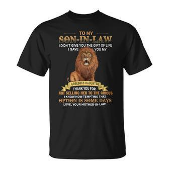 Mens To My Soninlaw Funny From Motherinlaw Thank You Unisex T-Shirt - Monsterry DE