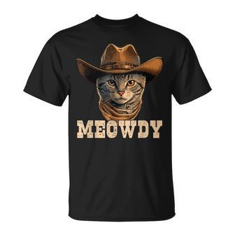 Meowdy Funny Country Cat Cowboy Hat Cat Howdy Unisex T-Shirt - Seseable