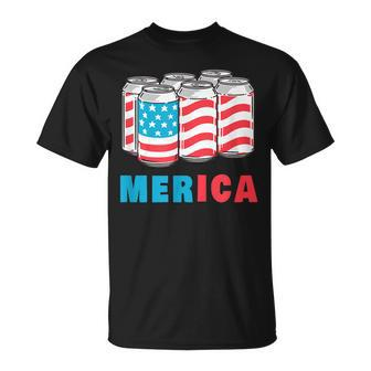 Merica Funny 4Th Of July Beer Patriotic Usa Flag American  Unisex T-Shirt